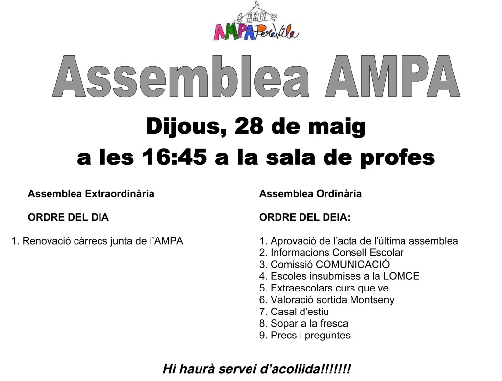 Rètol Assemblea AMPA 28-05-2016
