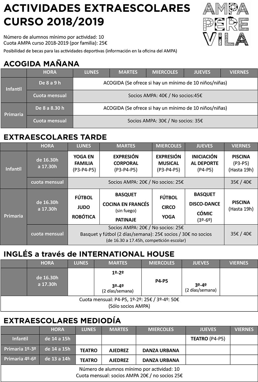 Extraescolares escuela