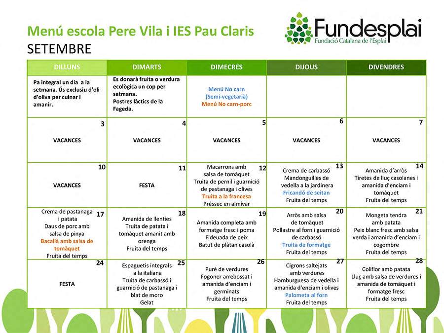 menu menjador setembre 2018